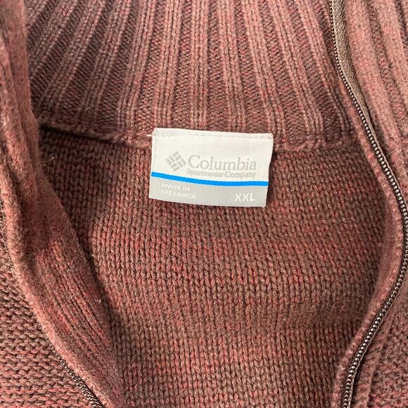 Columbia Men's Sweater XXL Brown 1/4 Zip Knit Pullover 100% Cotton - Picture 7 of 12
